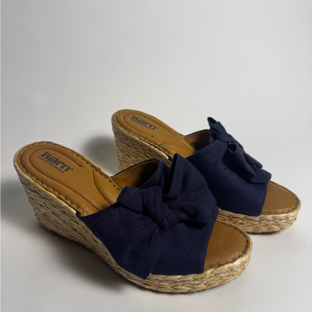 Born Dark Blue Wedge Sandals